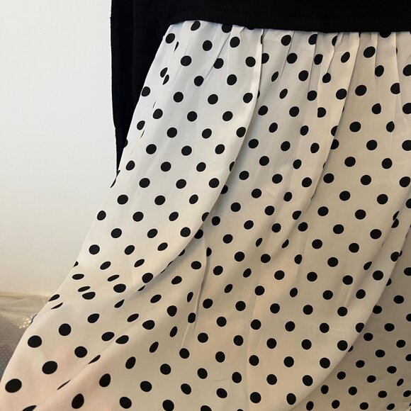 JESSICA Petite 3/4 Sleeve Polka Dot Flowy Back Black Knit Blouse - Picture 4 of 5